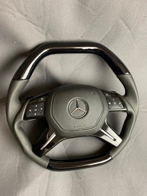 Mercedes-Benz W463 X166 W166 W212 Steering Wheel Piano Black Leather