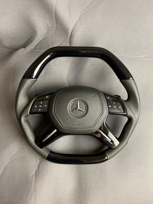 Mercedes-Benz W463 X166 W166 W212 Steering Wheel Piano Black Leather