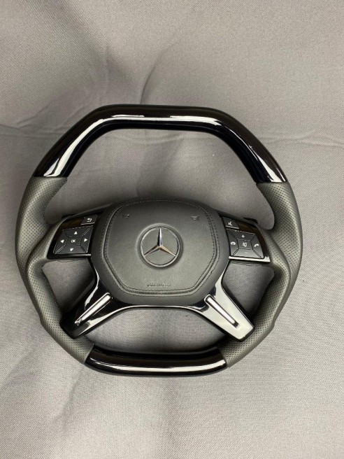 Mercedes-Benz W463 X166 W166 W212 Steering Wheel Piano Black Leather