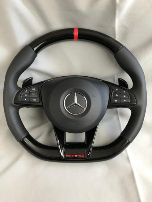 AMG Mercedes-Benz W205 C-Class Steering Wheel Piano Black Leather