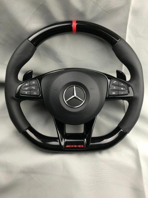 AMG Mercedes-Benz W205 C-Class Steering Wheel Piano Black Leather