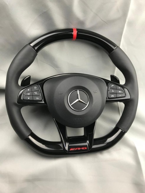 AMG Mercedes-Benz W205 C-Class Steering Wheel Piano Black Leather