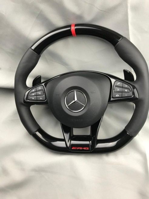 AMG Mercedes-Benz W205 C-Class Steering Wheel Piano Black Leather