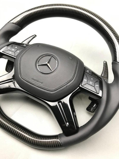 Mercedes-Benz W463 X166 W166 W212 Steering Wheel Carbon Leather