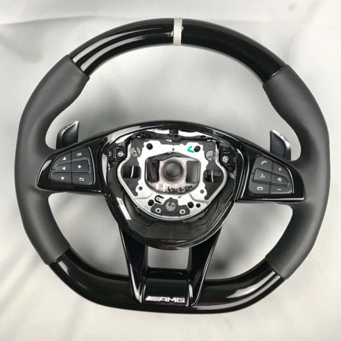 Piano Black Leather AMG steering wheel for Mercedes-Benz C-Class E-Class W205 W213