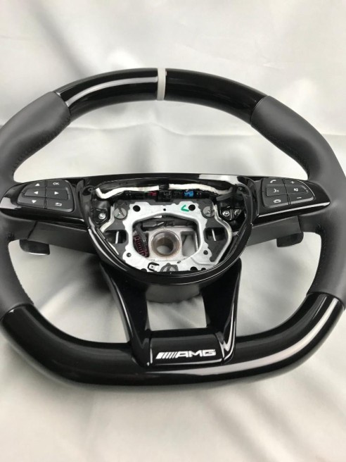 Piano Black Leather AMG steering wheel for Mercedes-Benz C-Class E-Class W205 W213