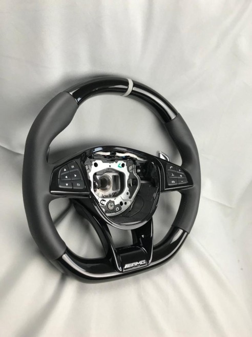 Piano Black Leather AMG steering wheel for Mercedes-Benz C-Class E-Class W205 W213