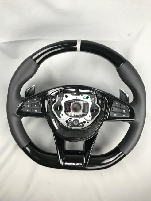 Piano Black Leather AMG steering wheel for Mercedes-Benz C-Class E-Class W205 W213