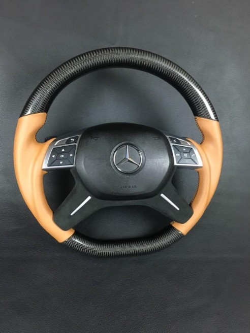 Carbon fiber steering wheel for Mercedes-Benz G-Class E-Class GL ML W463 W166 W212 Leather