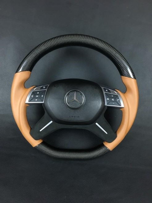 Carbon fiber steering wheel for Mercedes-Benz G-Class E-Class GL ML W463 W166 W212 Leather