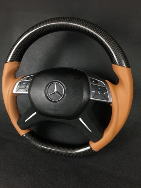 Carbon fiber steering wheel for Mercedes-Benz G-Class E-Class GL ML W463 W166 W212 Leather