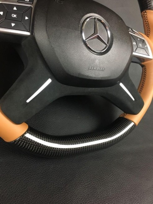 Carbon fiber steering wheel for Mercedes-Benz G-Class E-Class GL ML W463 W166 W212 Leather