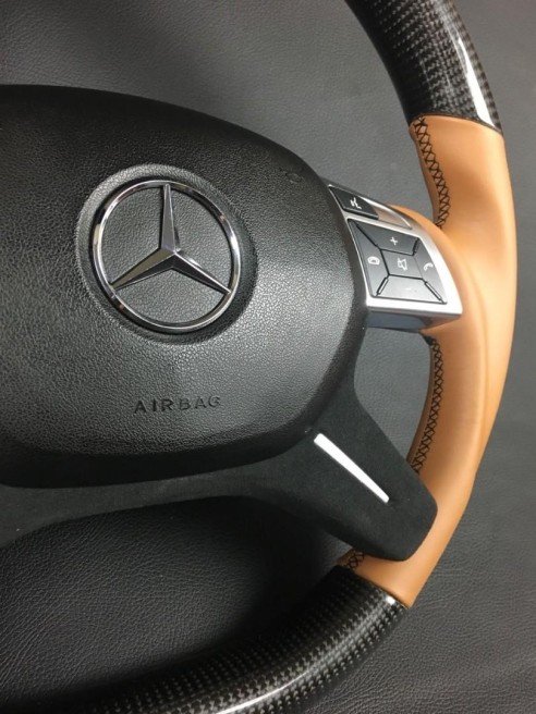 Carbon fiber steering wheel for Mercedes-Benz G-Class E-Class GL ML W463 W166 W212 Leather