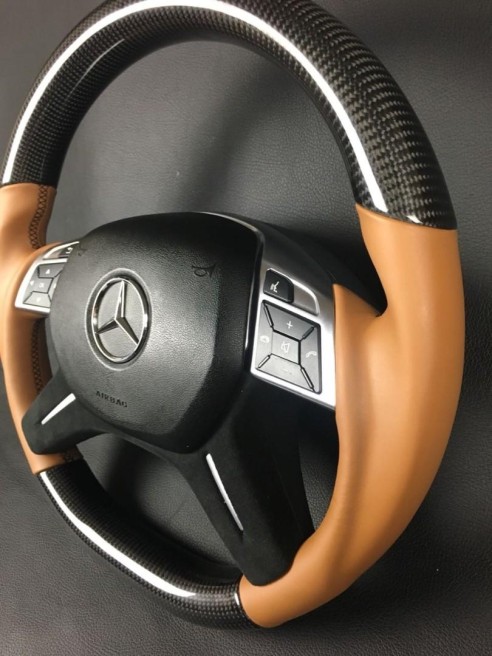 Carbon fiber steering wheel for Mercedes-Benz G-Class E-Class GL ML W463 W166 W212 Leather