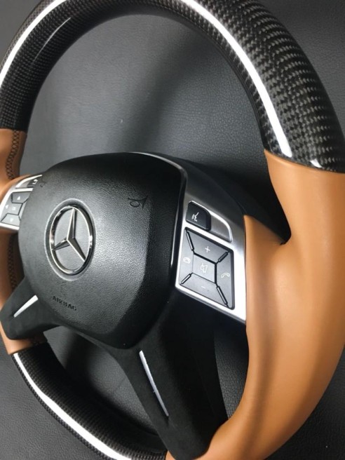 Carbon fiber steering wheel for Mercedes-Benz G-Class E-Class GL ML W463 W166 W212 Leather