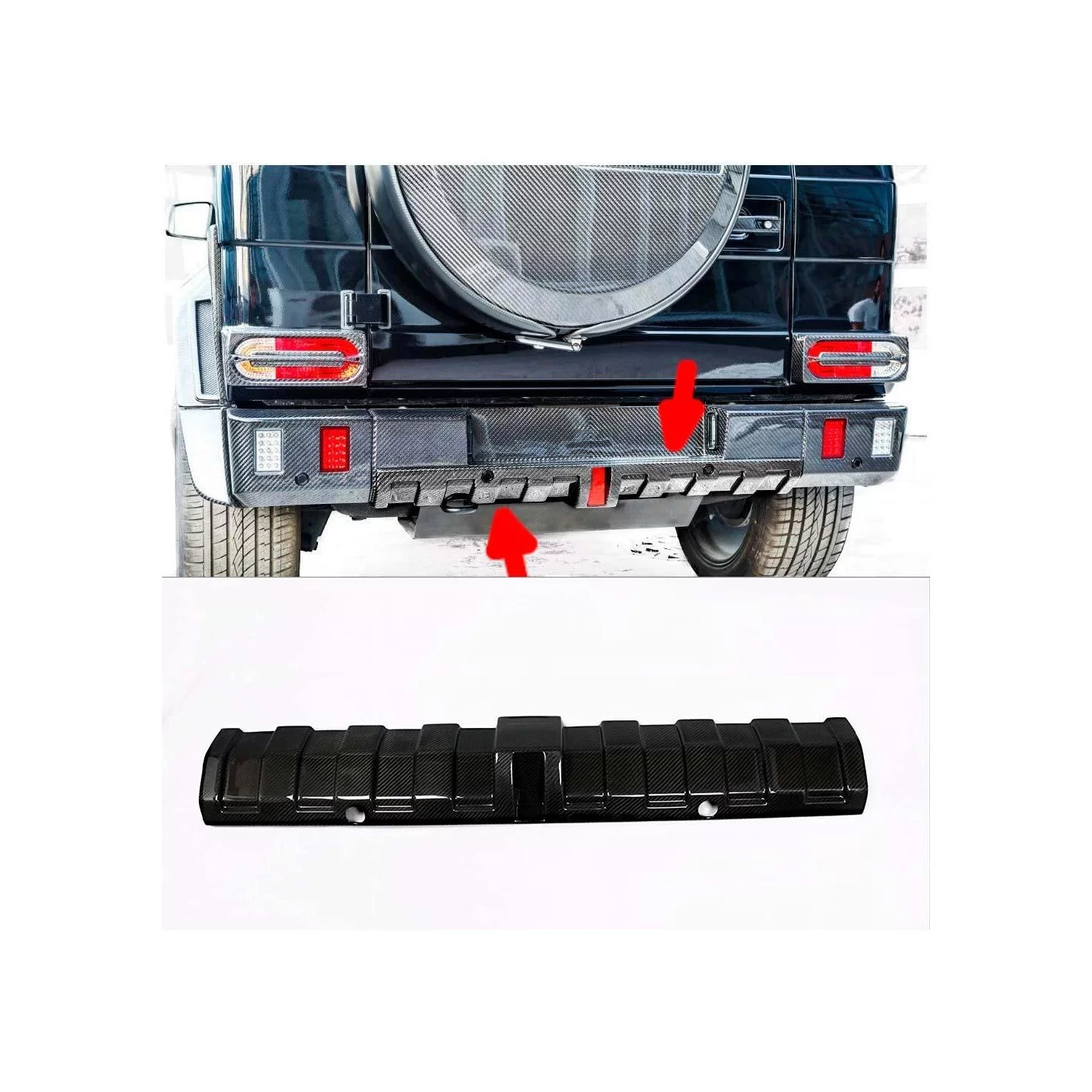 Carbon fiber rear bumper Brabus diffuser for REPLICA bumper Mercedes-Benz W463 Widestar