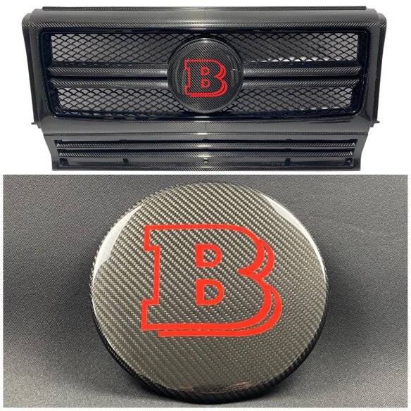 Carbon fiber front grille red badge emblem logo Brabus for Mercedes-Benz G-Wagon G-Class W463