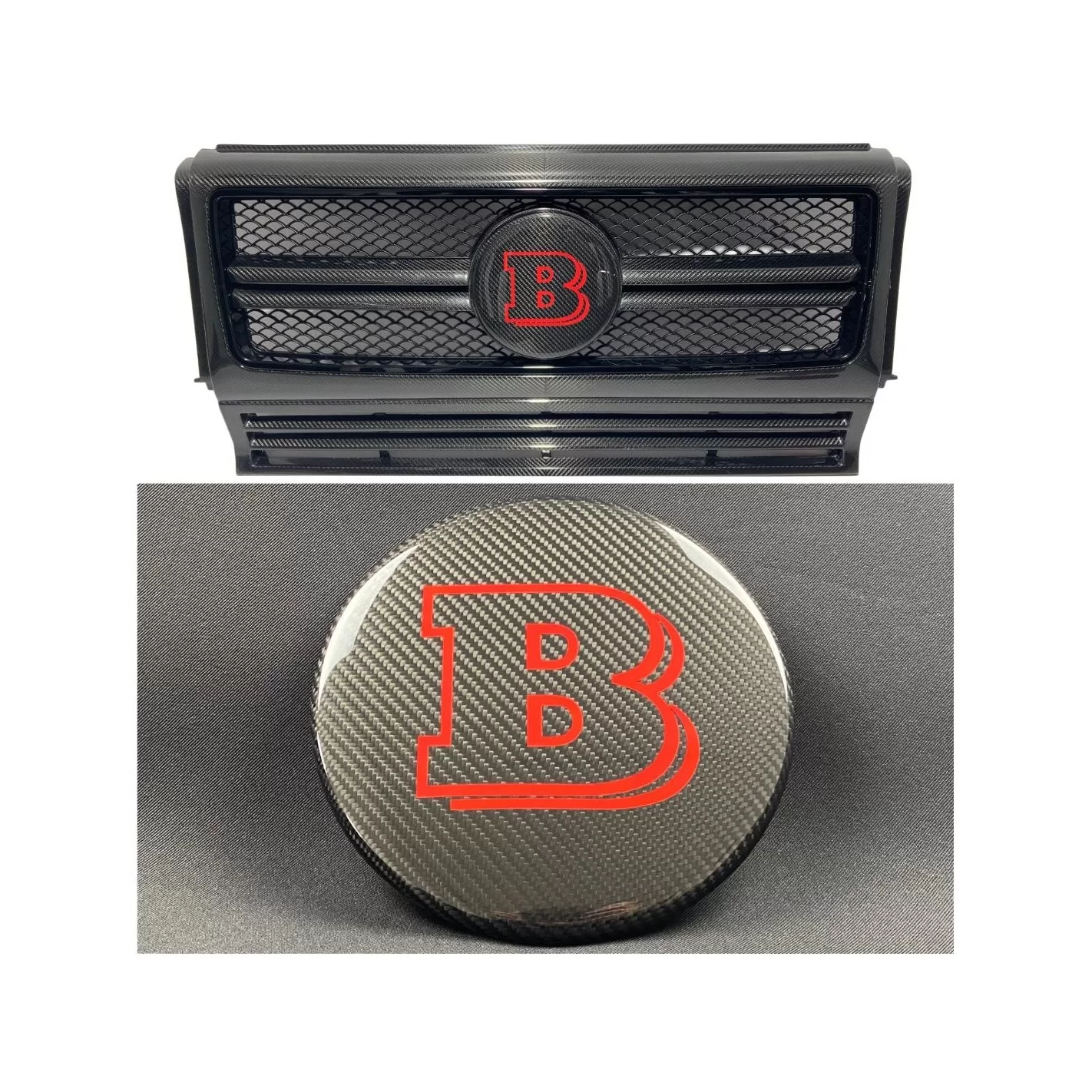 Carbon fiber front grille red badge emblem logo Brabus for Mercedes-Benz G-Wagon G-Class W463