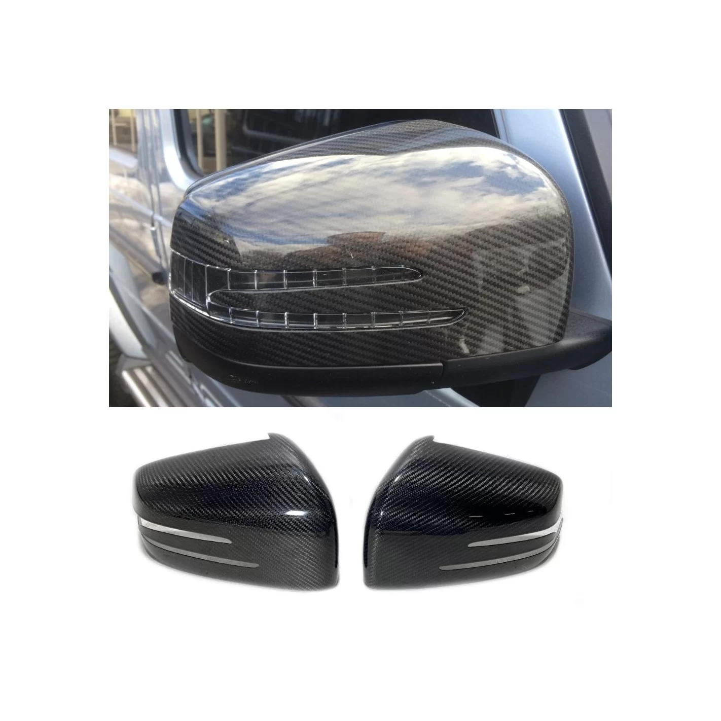 Carbon Fiber Side Mirror Covers for Mercedes-Benz G-Wagon C-Class W463 W205