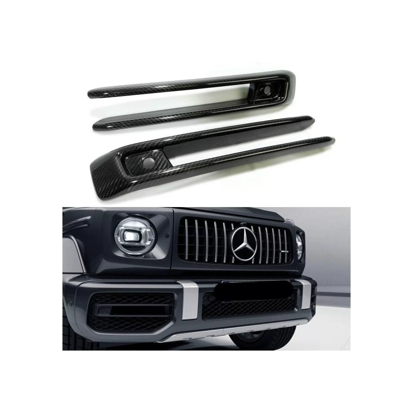 Carbon fiber front AMG bumper fog lights covers for Mercedes-Benz G-Class W463A