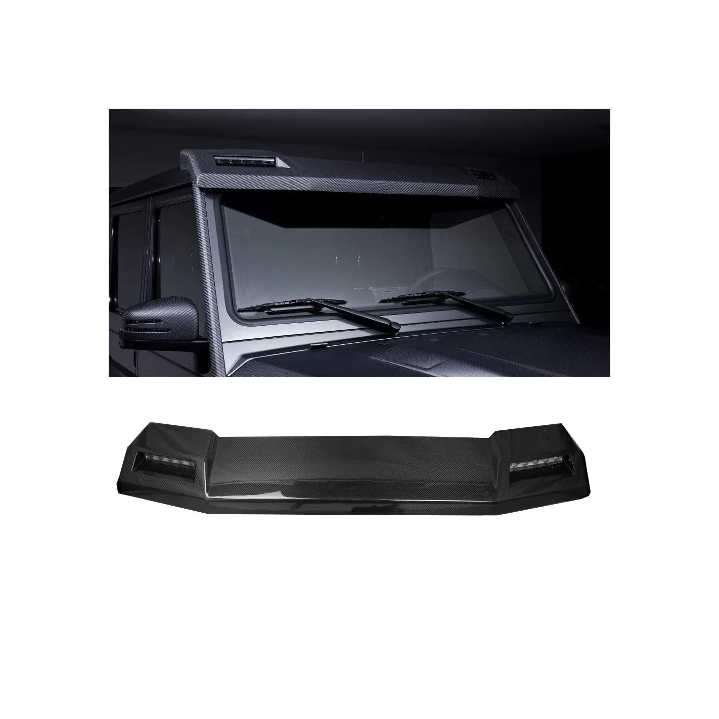 Carbon fiber front roof spoiler with LEDs for Mercedes-Benz W463 G-Wagon 4x4 6x6