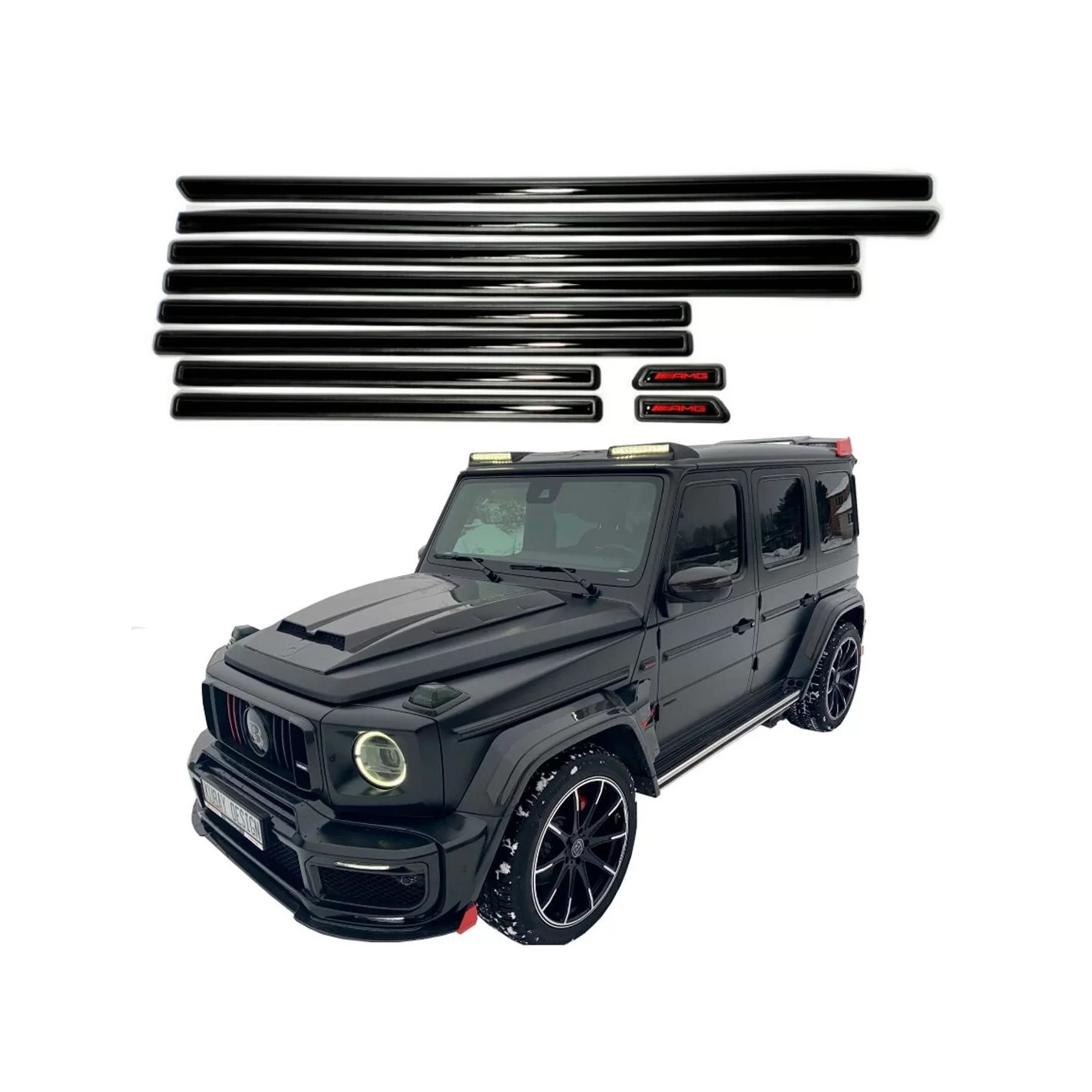  - G Class W463A - AMG mouldings insertions black gloss for Mercedes-Benz G-Class W463A W464 10pcs Set - 1 - AMG mouldings inser