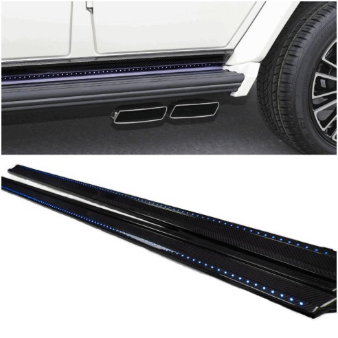 Carbon fiber Mansory lower entrance mouldings trim with LED lights for Mercedes-Benz W463 G-Class