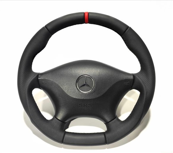 Mercedes-Benz Sprinter 2006-2015 Steering Wheel Black Leather with Red 12 o'clock stripe