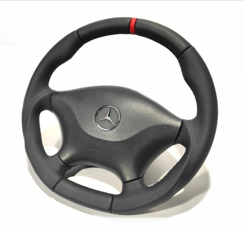 Mercedes-Benz Sprinter 2006-2015 Steering Wheel Black Leather with Red 12 o'clock stripe