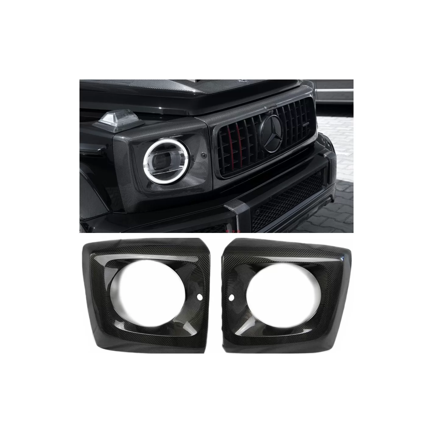 Carbon fiber front headlight covers for Mercedes-Benz W463A G-Class