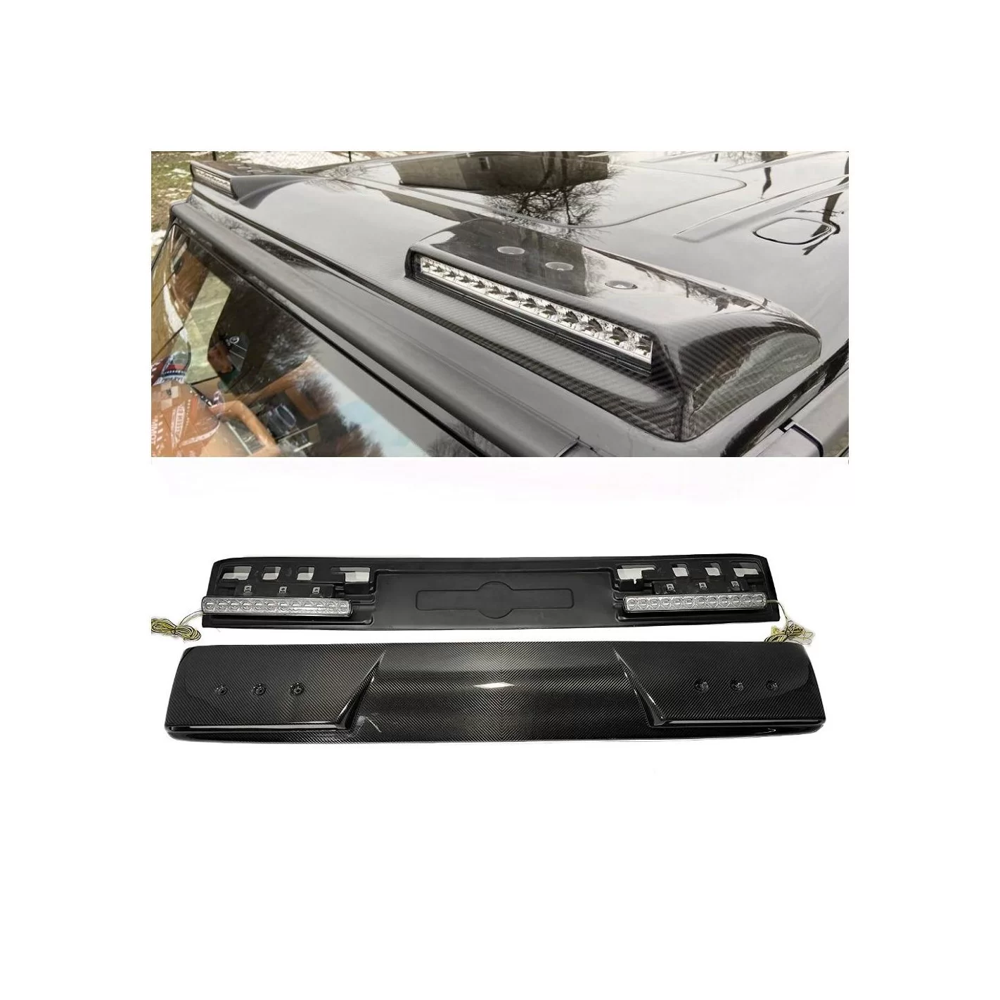 Carbon fiber front roof spoiler with LEDs for Mercedes W463A W464