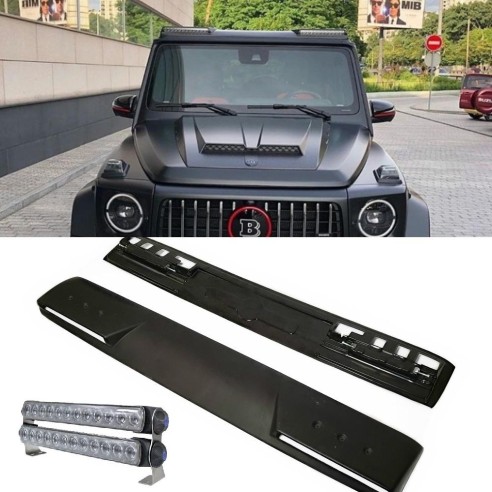  - G Class W463A - Fiberglass front roof spoiler with LEDs for Mercedes-Benz W463A W464 G-Class - 1 - Fiberglass front roof spoi