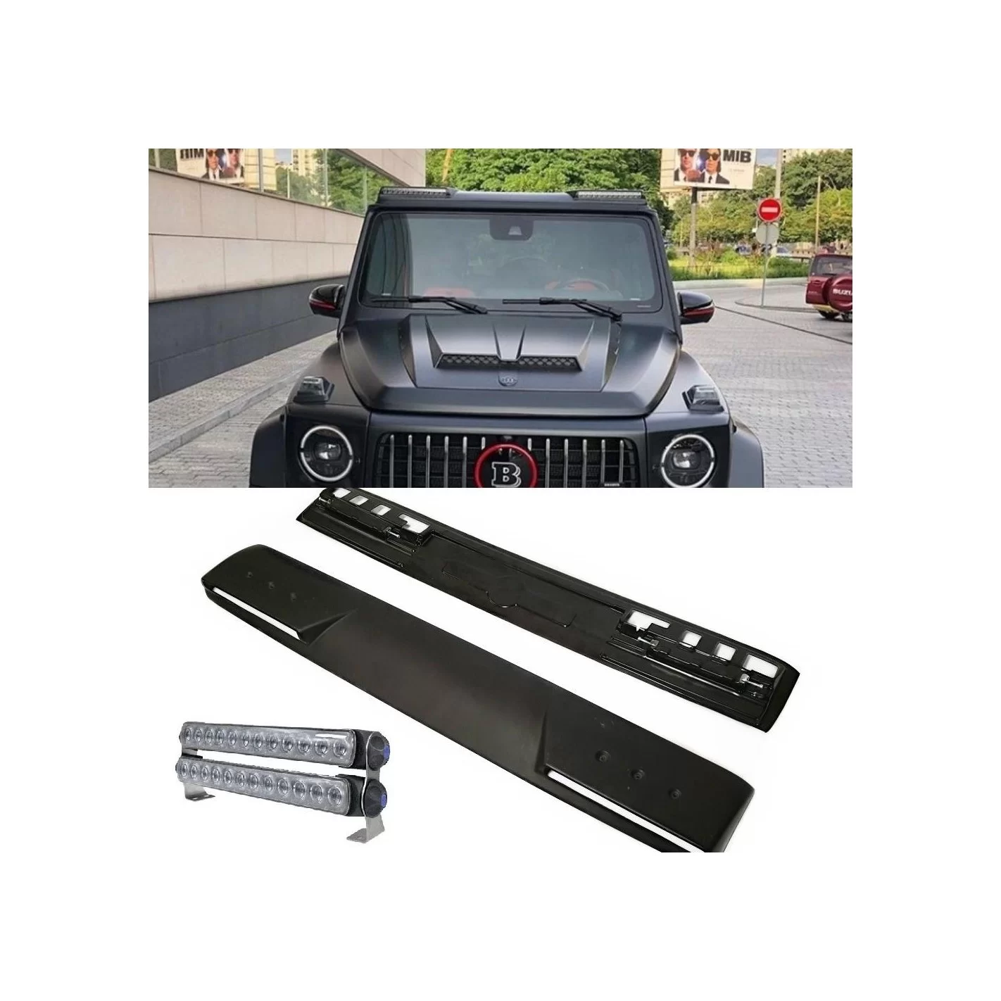  - G Class W463A - Fiberglass front roof spoiler with LEDs for Mercedes-Benz W463A W464 G-Class - 1 - Fiberglass front roof spoi