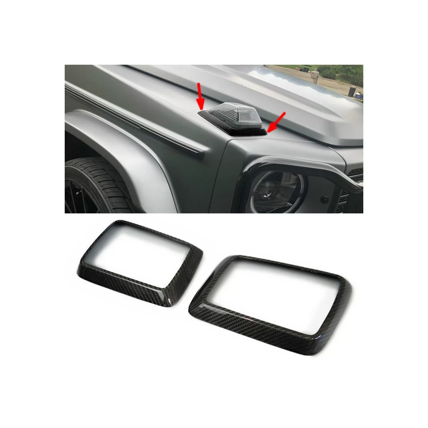 Carbon fiber markers turn signal trim frames for Mercedes-Benz G-Class W463A