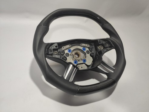 Mercedes-Benz ML W164 GL X164 R W251 Class Steering Wheel Carbon Fiber Black Leather