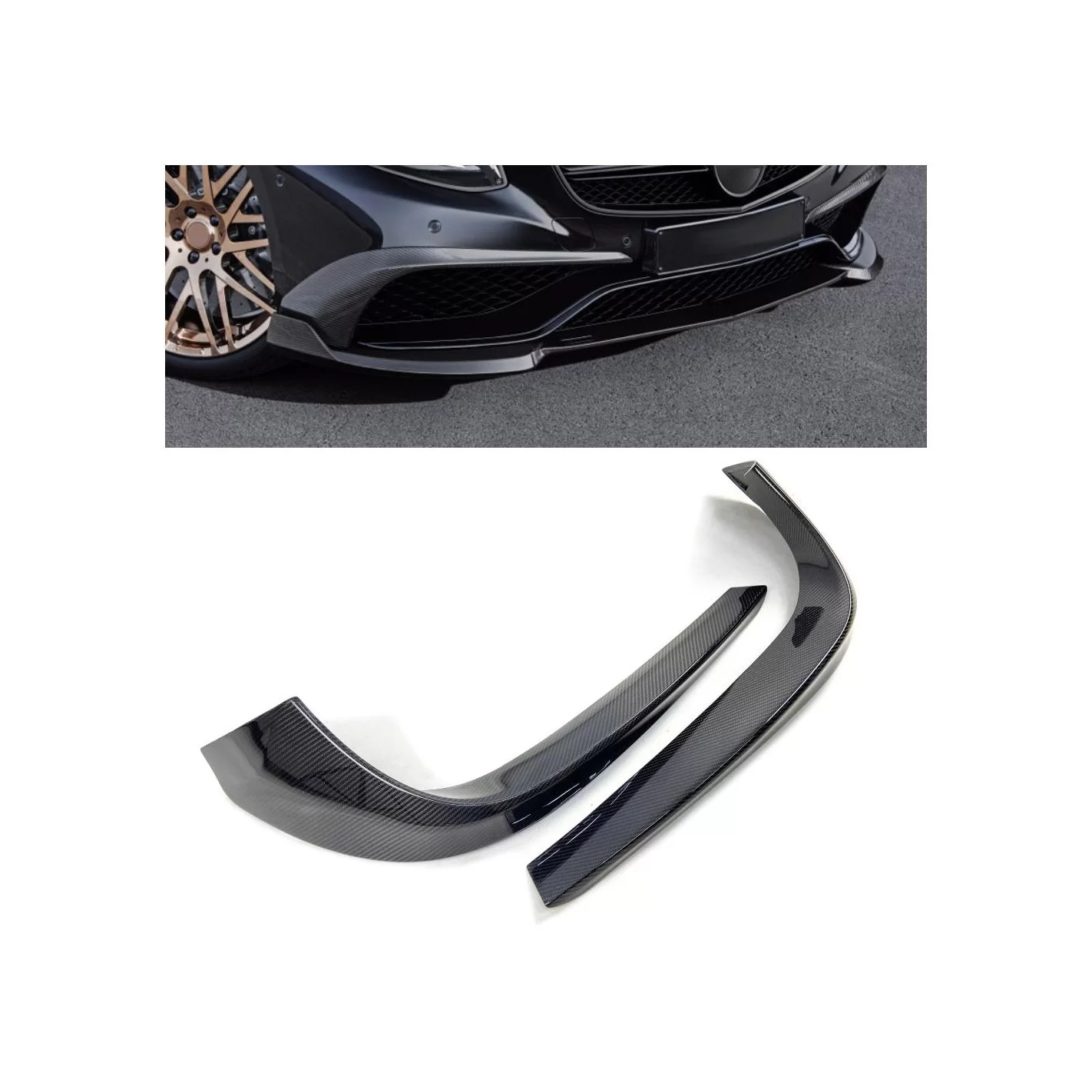 Сarbon fiber Brabus front bumper attachment lip covers for Mercedes-Benz W217