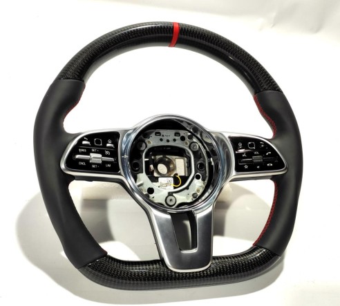 Mercedes-Benz 2014+ S G E C CLS GLE Steering Wheel Carbon Fiber Black Leather