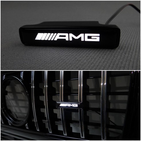 AMG Style WHITE Front Grille Badge Led Illuminated Logo for Mercedes-Benz cars