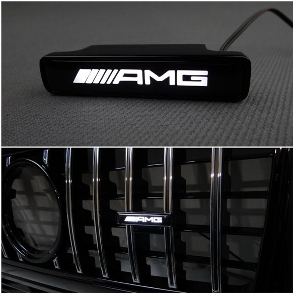 AMG Style WHITE Front Grille Badge Led Illuminated Logo for Mercedes-Benz cars