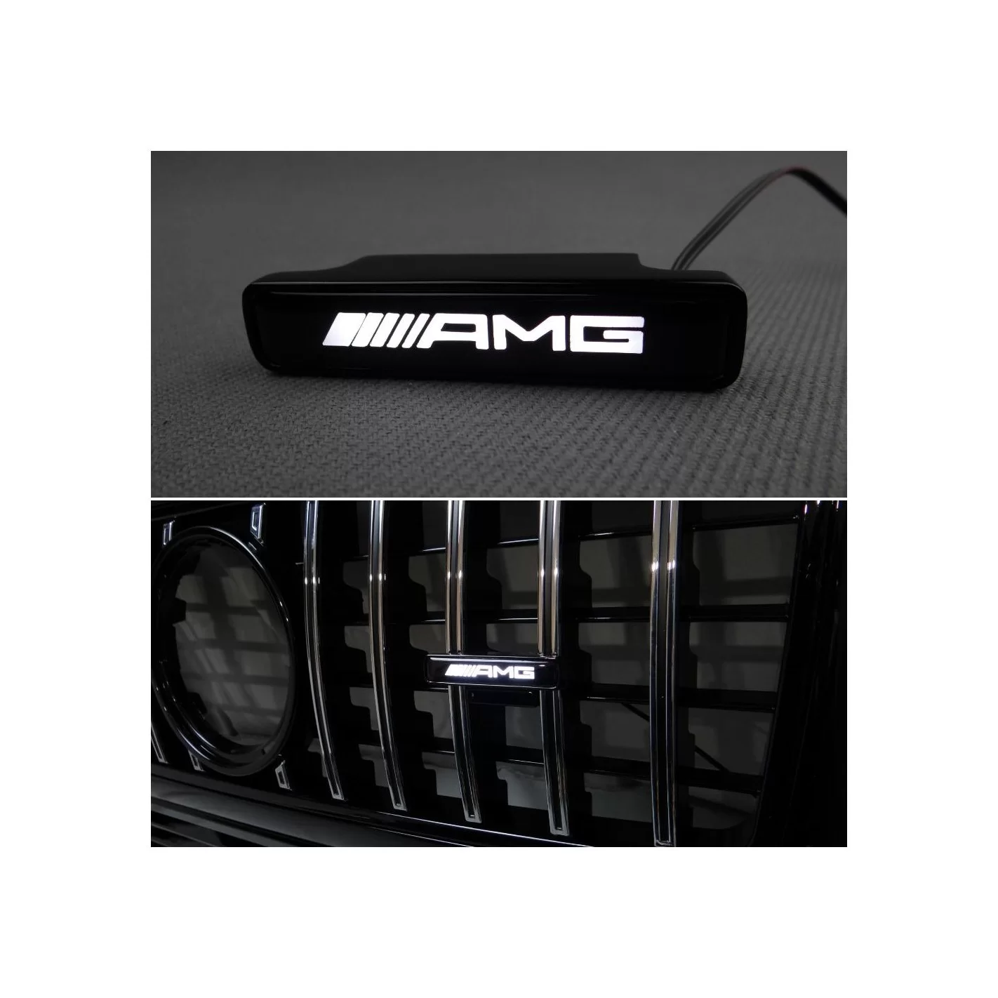 AMG Style WHITE Front Grille Badge Led Illuminated Logo for Mercedes-Benz cars