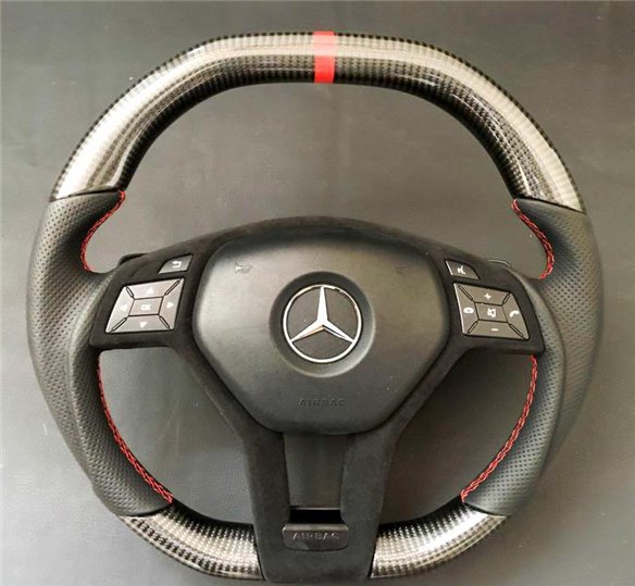 Mercedes-Benz W204 W212 C E AMG W218 W207 W172 SLK SL Steering Wheel Carbon Leather