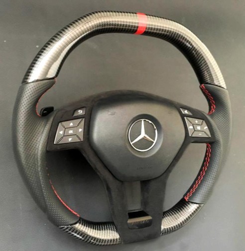 Mercedes-Benz W204 W212 C E AMG W218 W207 W172 SLK SL Steering Wheel Carbon Leather