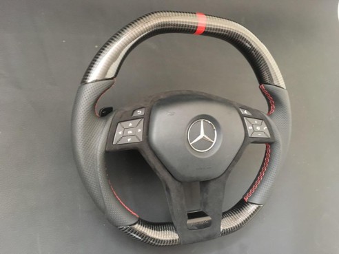 Mercedes-Benz W204 W212 C E AMG W218 W207 W172 SLK SL Steering Wheel Carbon Leather