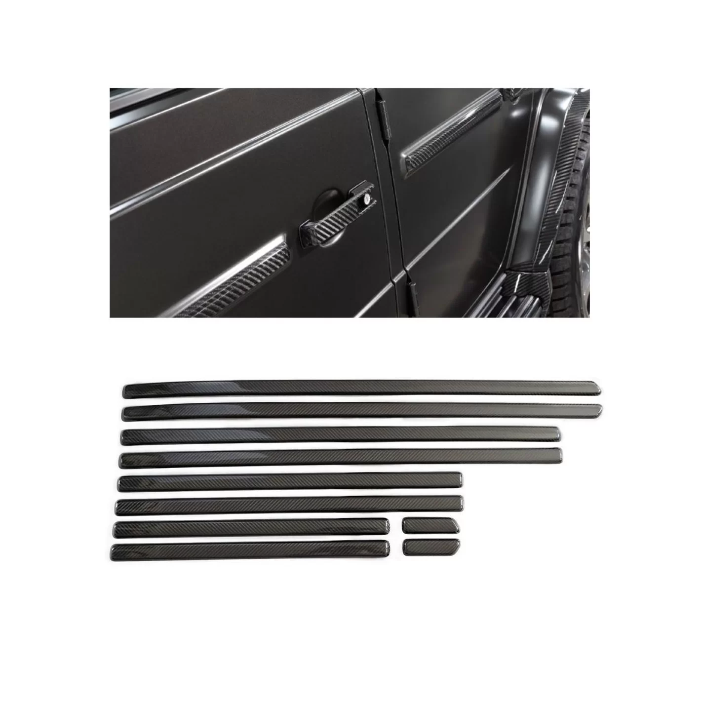 Carbon fiber side mouldings for Mercedes-Benz G-Class G-Wagon W463A set 10 pcs