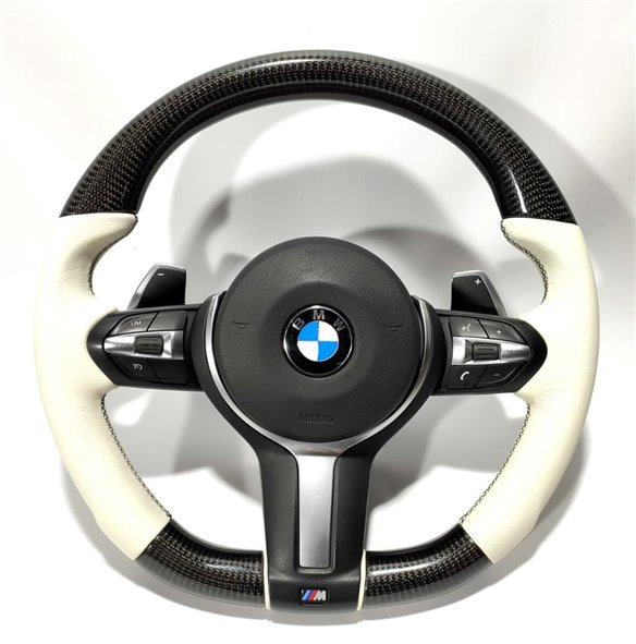 BMW F30 F15 F16 Steering Wheel Carbon White Leather