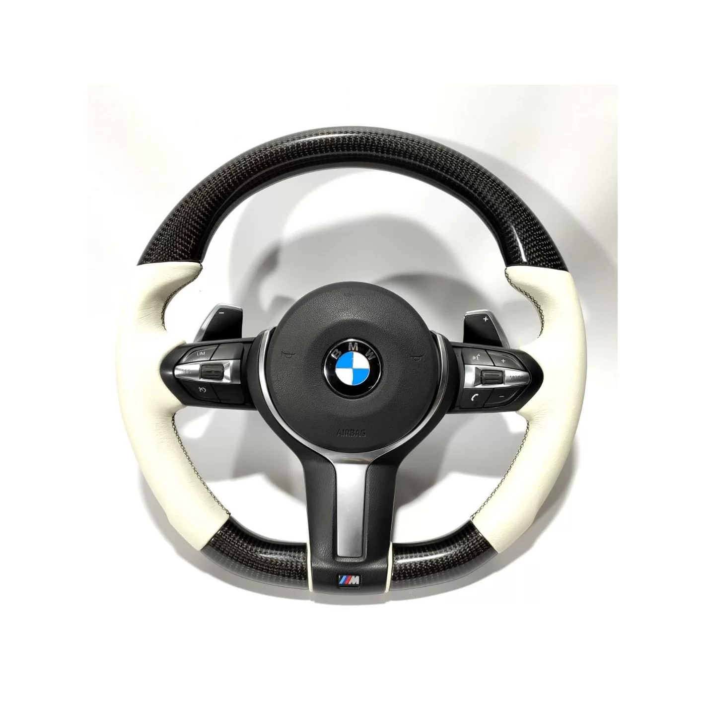 BMW F30 F15 F16 Steering Wheel Carbon White Leather