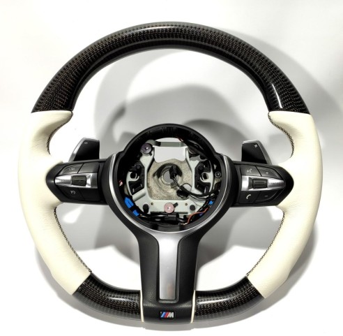 BMW F30 F15 F16 Steering Wheel Carbon White Leather