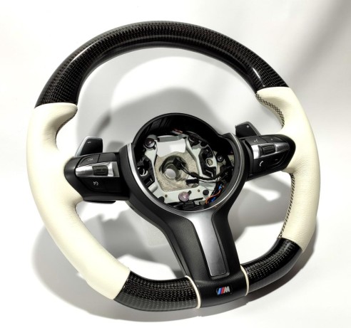 BMW F30 F15 F16 Steering Wheel Carbon White Leather