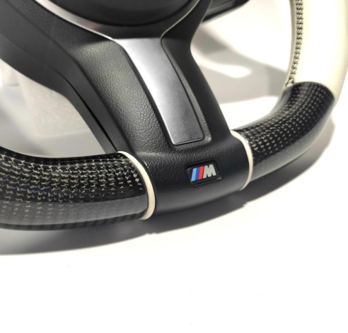 BMW F30 F15 F16 Steering Wheel Carbon White Leather