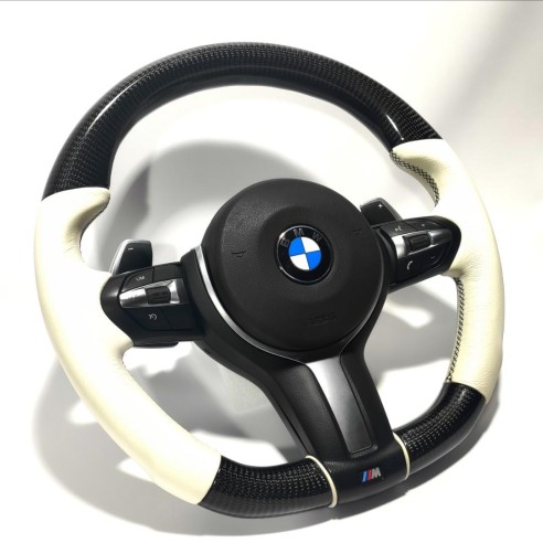 BMW F30 F15 F16 Steering Wheel Carbon White Leather